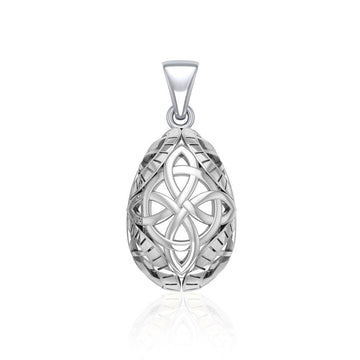 Teardrop Shape Celtic Four Point Knot Silver Pendant TPD5166 - Jewelry